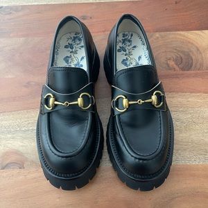 Gucci leather lug sole loafer
